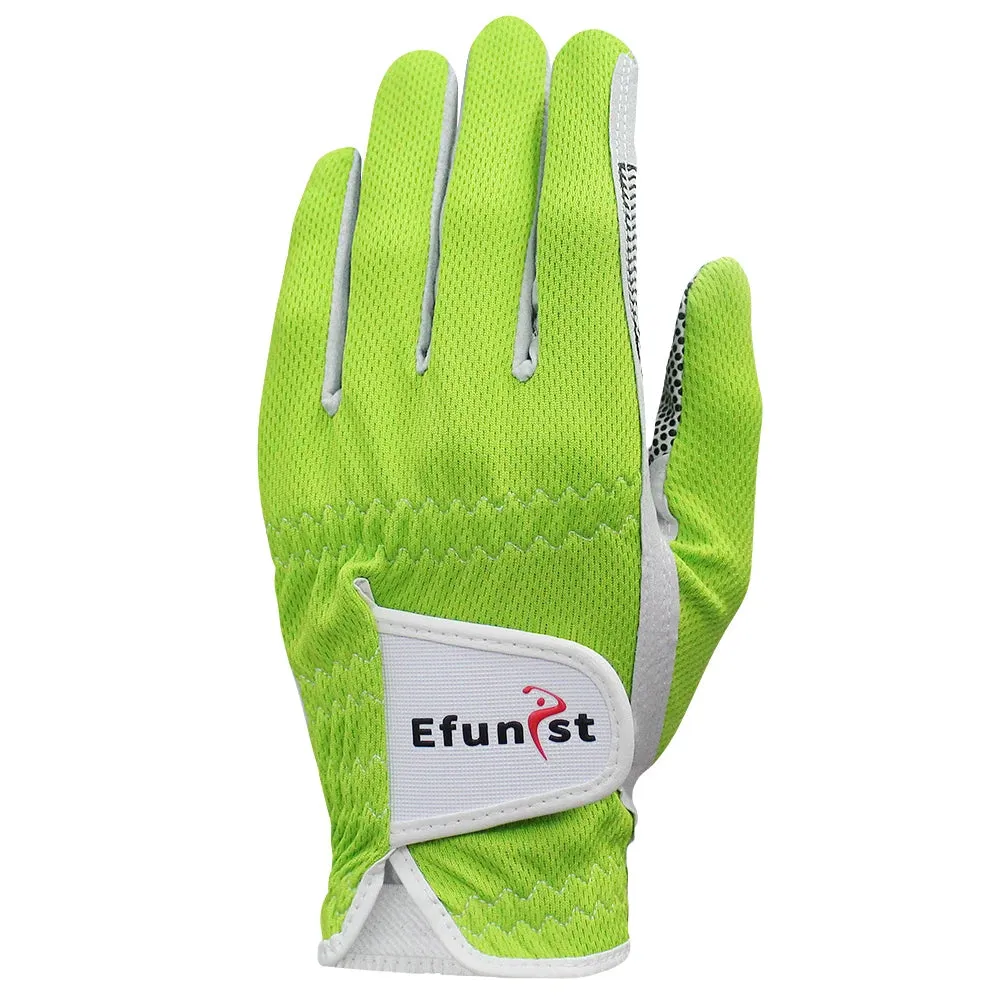 3 PCS Men's Golf Gloves – Breathable Mesh, All-Weather Grip, Green/Orange/Purple/Black, Left Hand