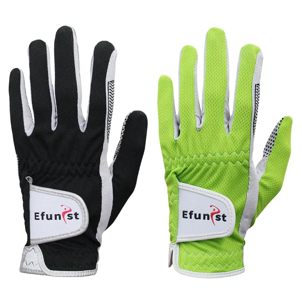3 PCS Men's Golf Gloves – Breathable Mesh, All-Weather Grip, Green/Orange/Purple/Black, Left Hand