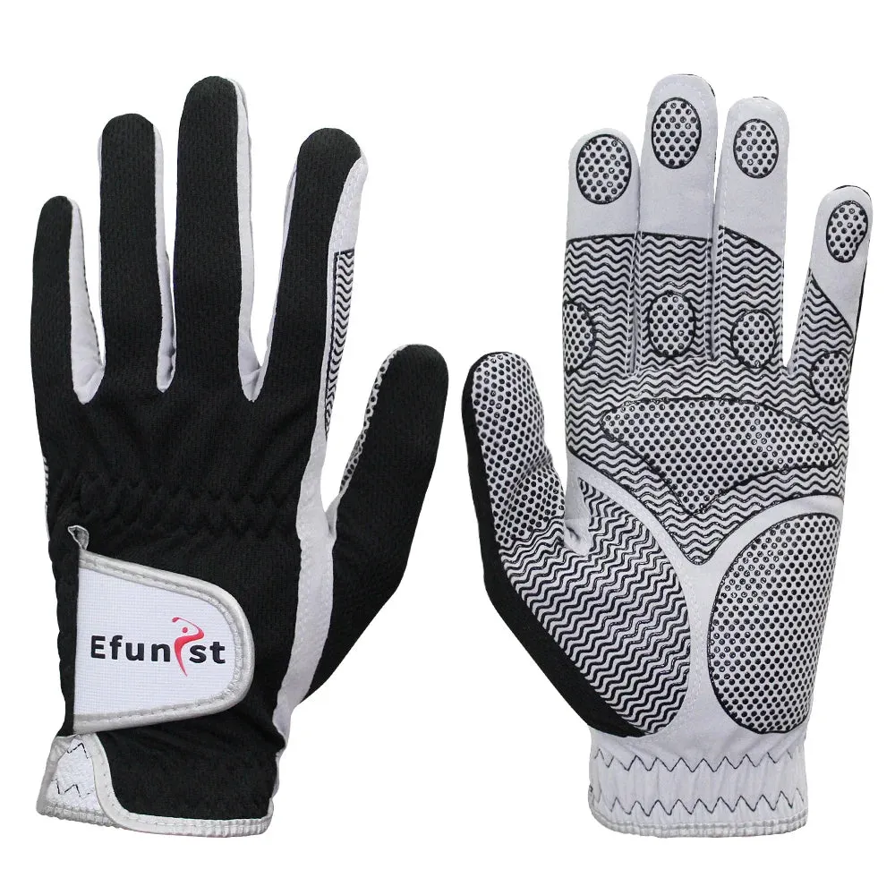 3 PCS Men's Golf Gloves – Breathable Mesh, All-Weather Grip, Green/Orange/Purple/Black, Left Hand