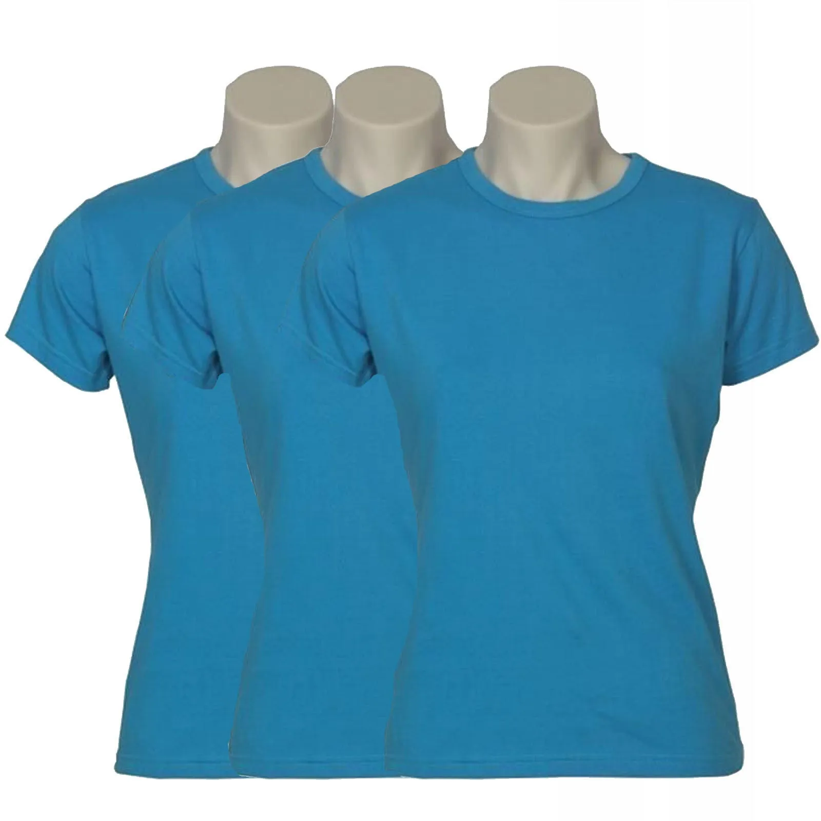 3x Womens Plain Ladies T SHIRT 100% COTTON Basic Tee Casual Top Size 6-24 BULK