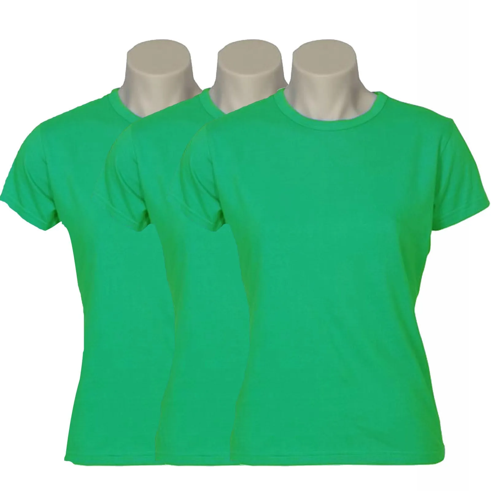 3x Womens Plain Ladies T SHIRT 100% COTTON Basic Tee Casual Top Size 6-24 BULK
