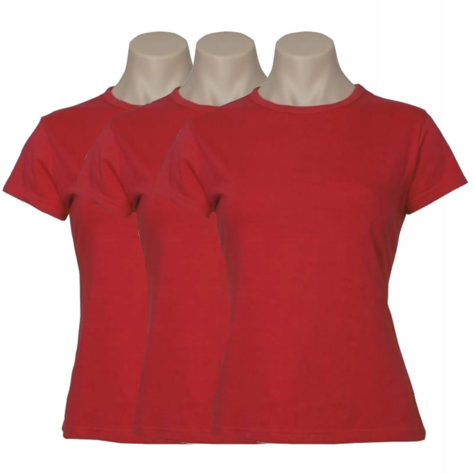 3x Womens Plain Ladies T SHIRT 100% COTTON Basic Tee Casual Top Size 6-24 BULK
