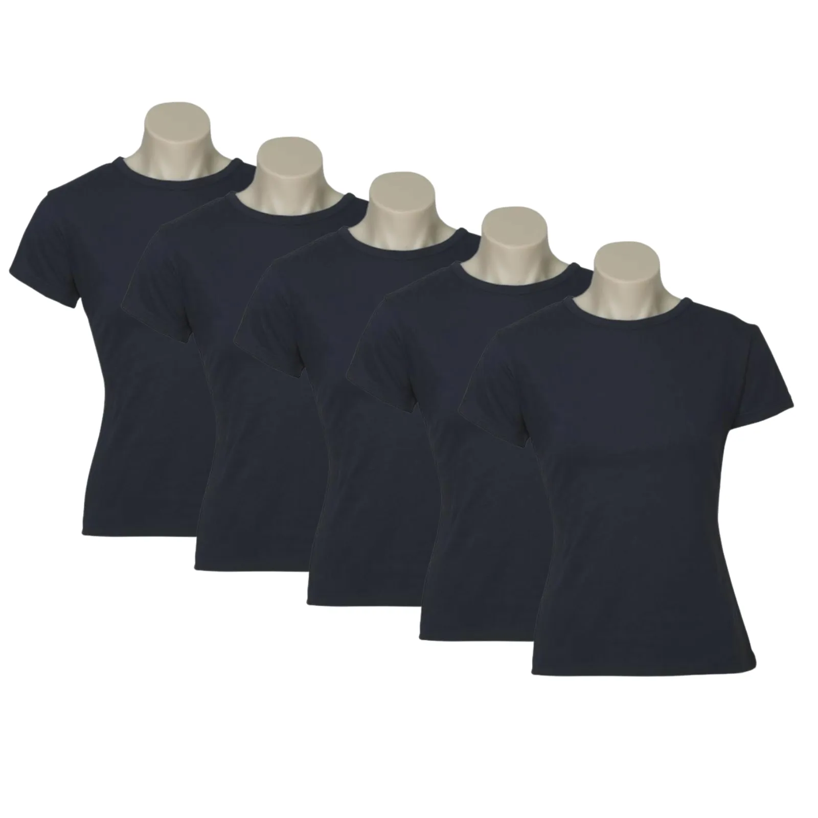 5x Womens Plain Ladies T SHIRT 100% COTTON Basic Tee Casual Top Size 6-24 BULK