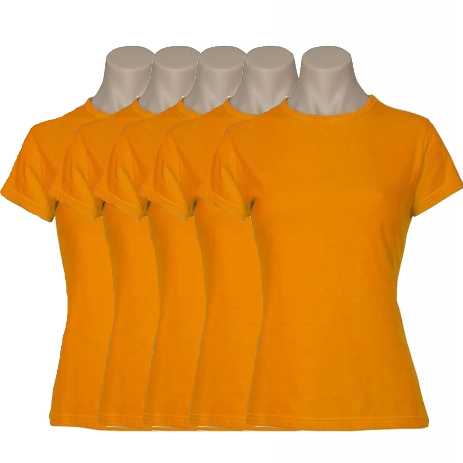 5x Womens Plain Ladies T SHIRT 100% COTTON Basic Tee Casual Top Size 6-24 BULK