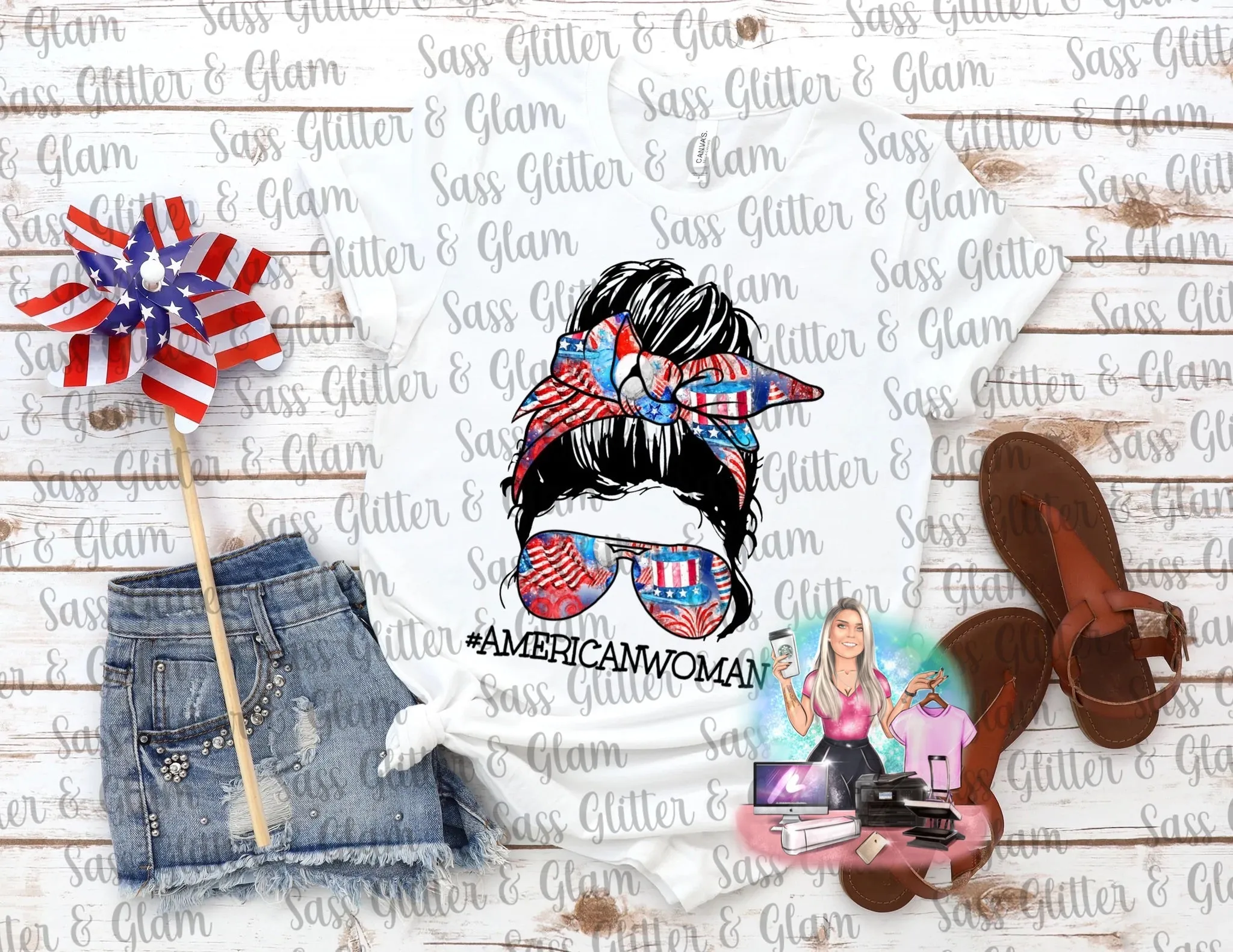 American woman bandana