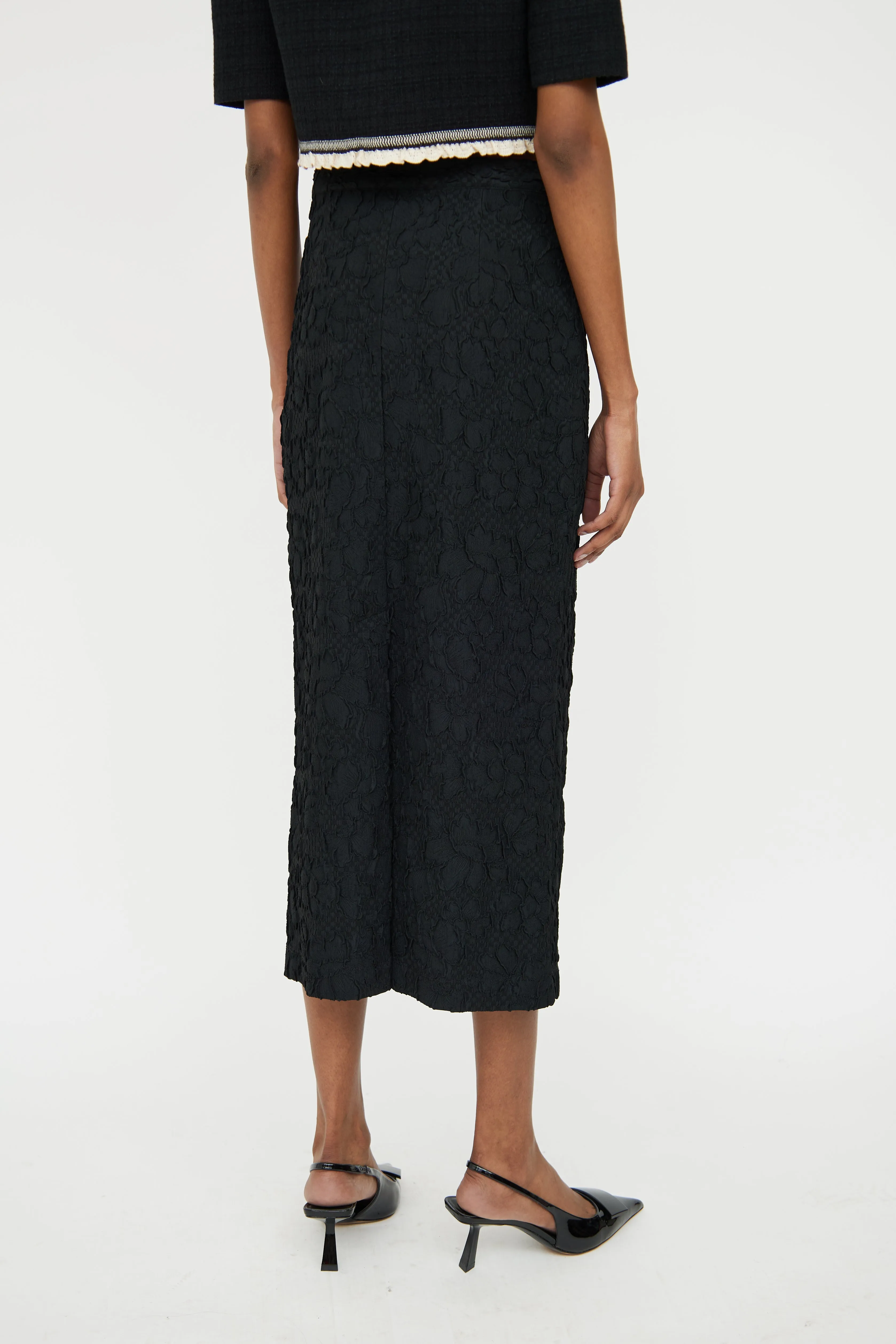 Black Flower Mid Rise Dara Skirt