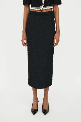 Black Flower Mid Rise Dara Skirt