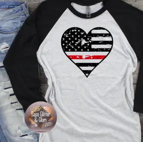 black heart with red line