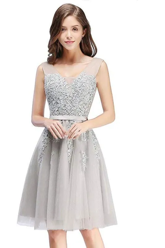 Burgundy Short Formal Gown Lace Applique V Neck Homecoming Dresses