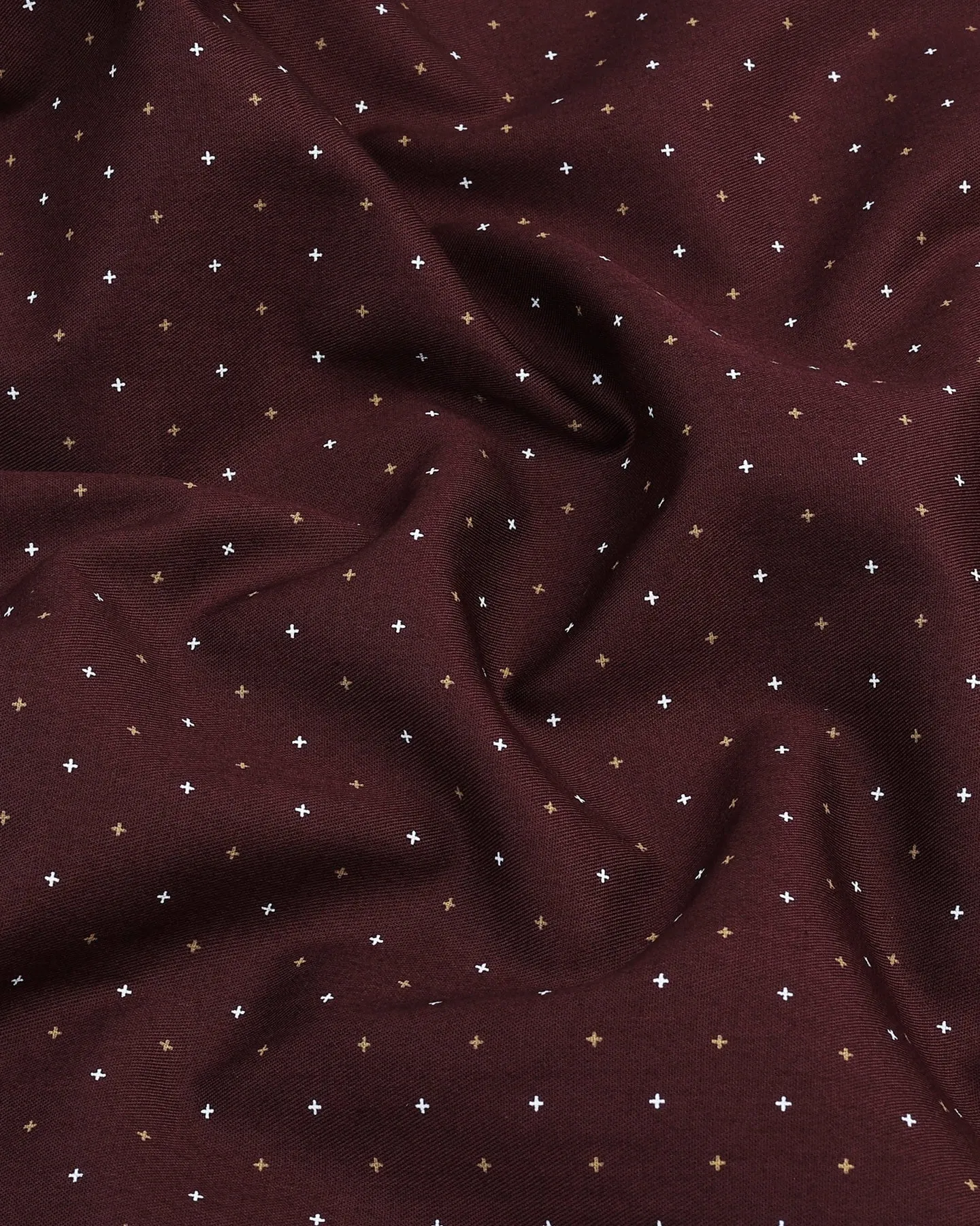 Carob Brown Twill Printed Cotton Shirt