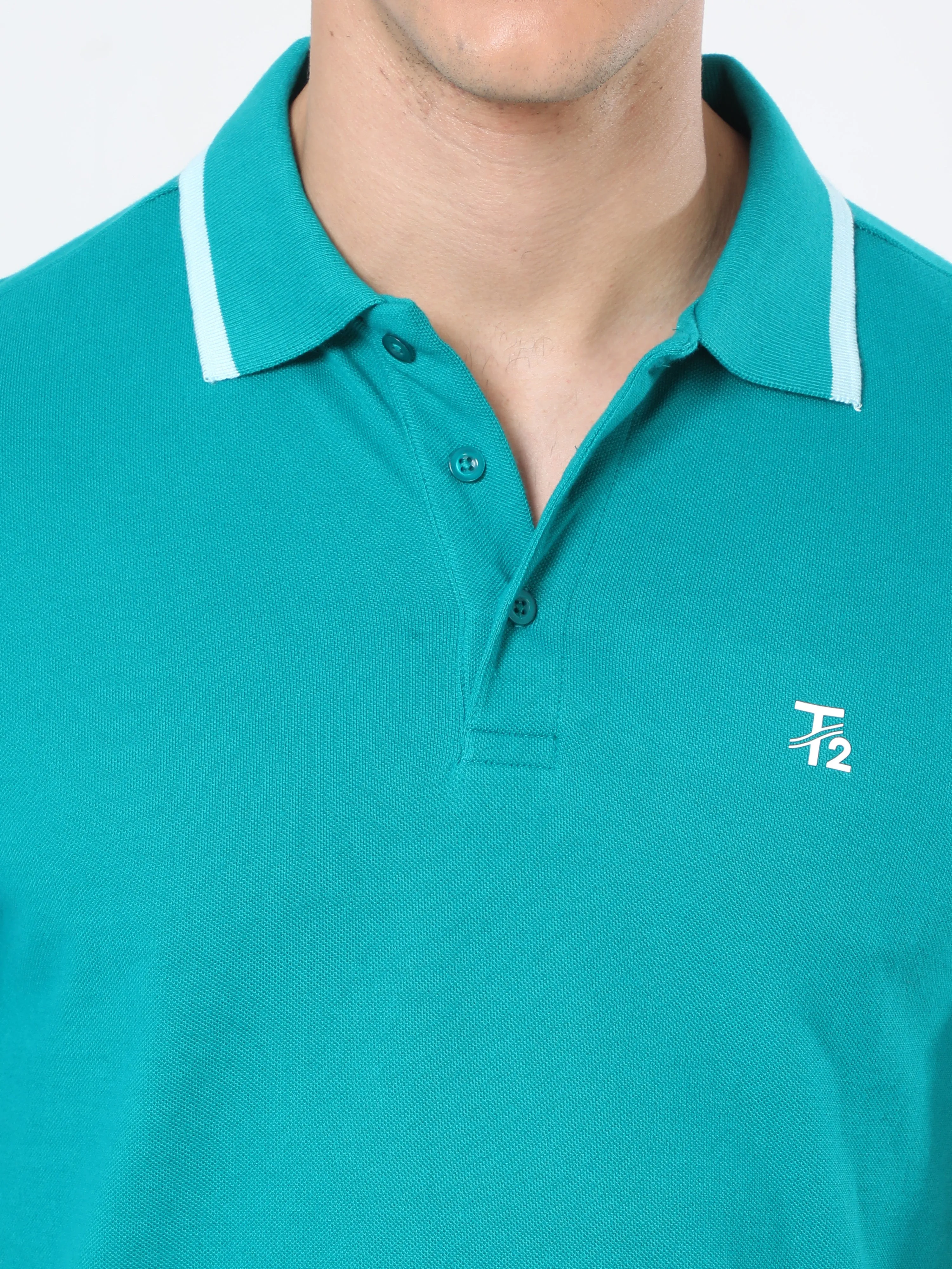 Classic Green 100% Cotton Men's Collar T-Shirt
