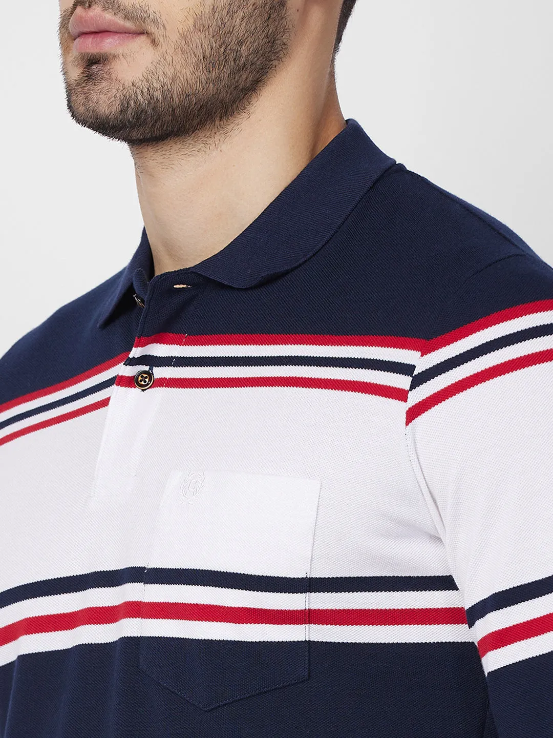 Classic Striped Piqué Polo - Long Sleeves