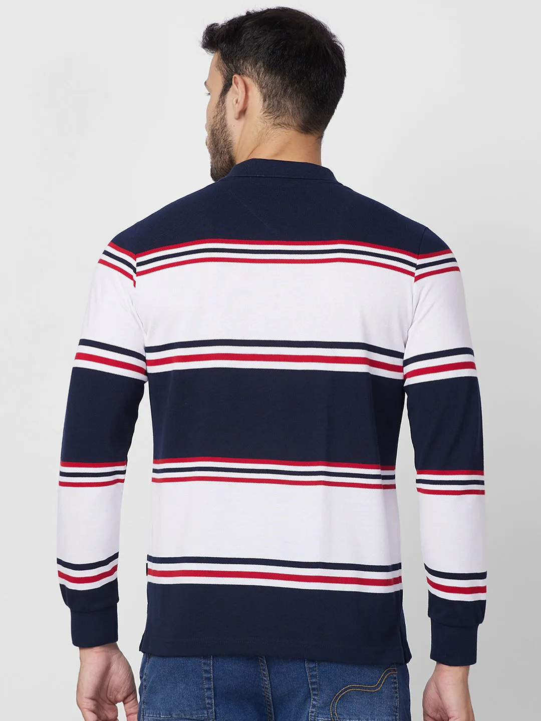 Classic Striped Piqué Polo - Long Sleeves