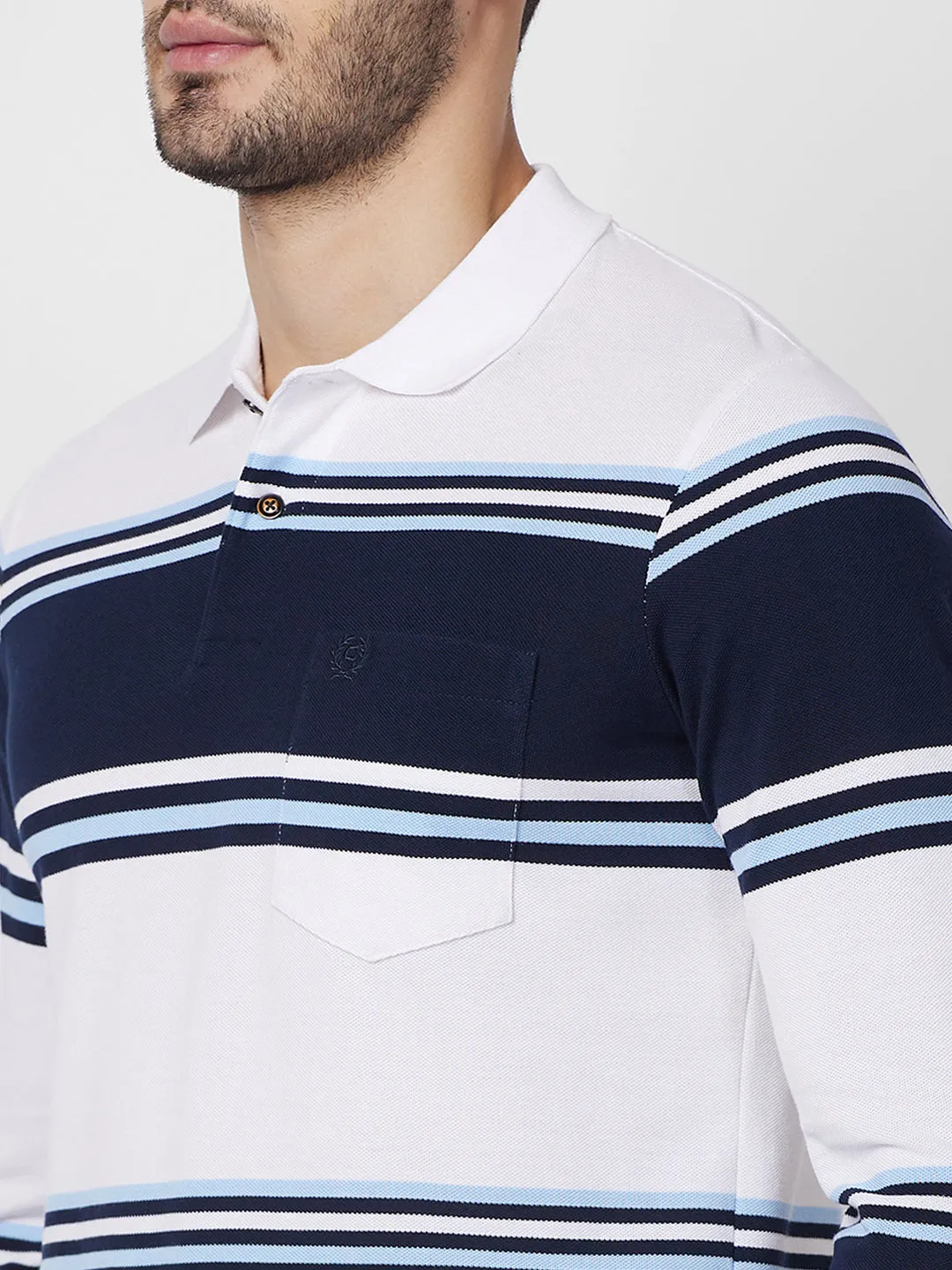 Classic Striped Piqué Polo - Long Sleeves