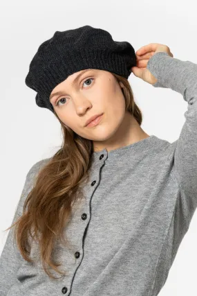 Dinadi Handknit Merino Beret Onxy Grey