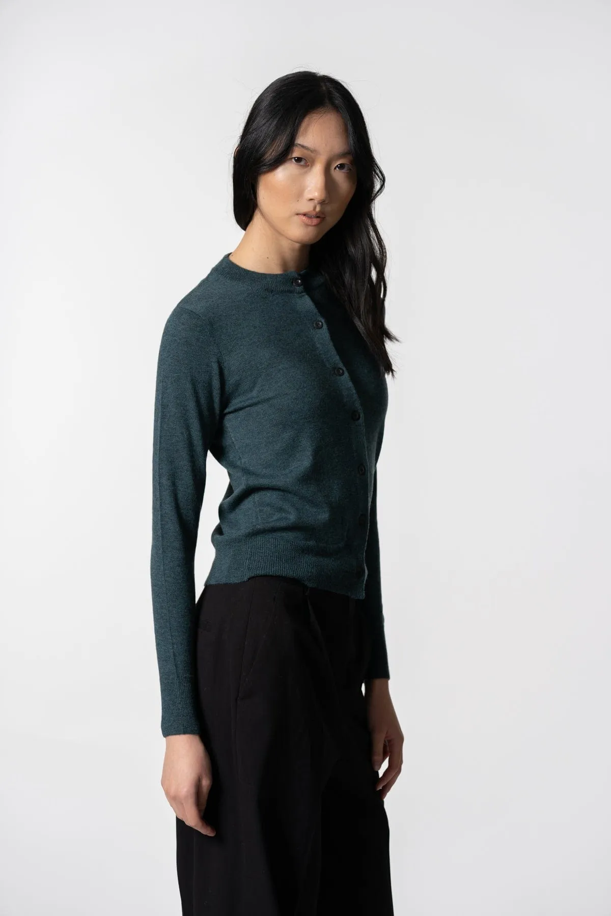 Dinadi Merino Cardigan Dragonfly Green
