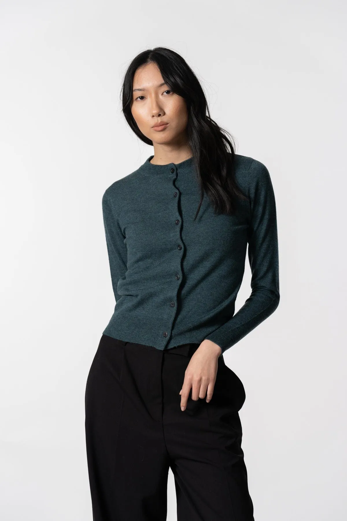 Dinadi Merino Cardigan Dragonfly Green