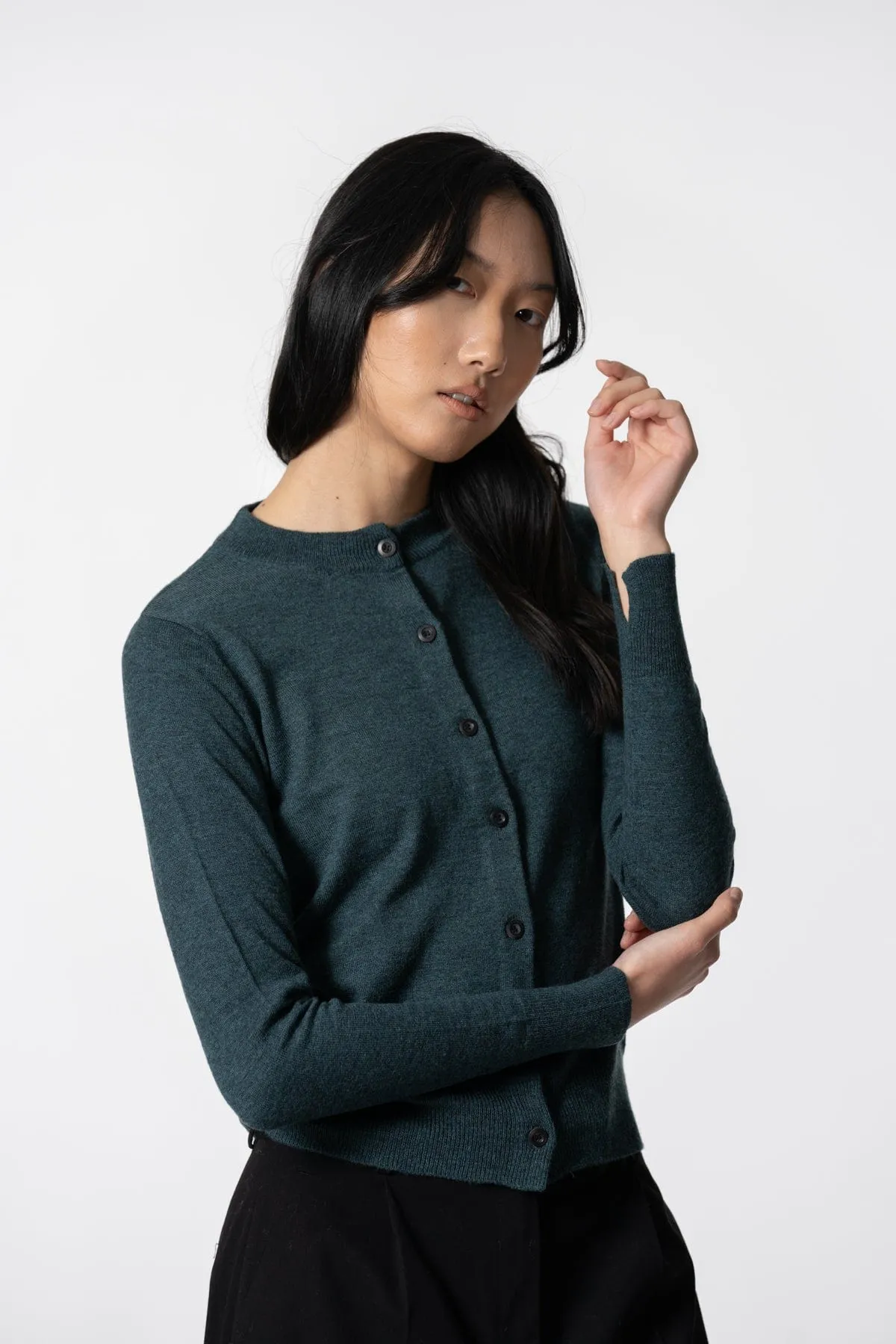Dinadi Merino Cardigan Dragonfly Green