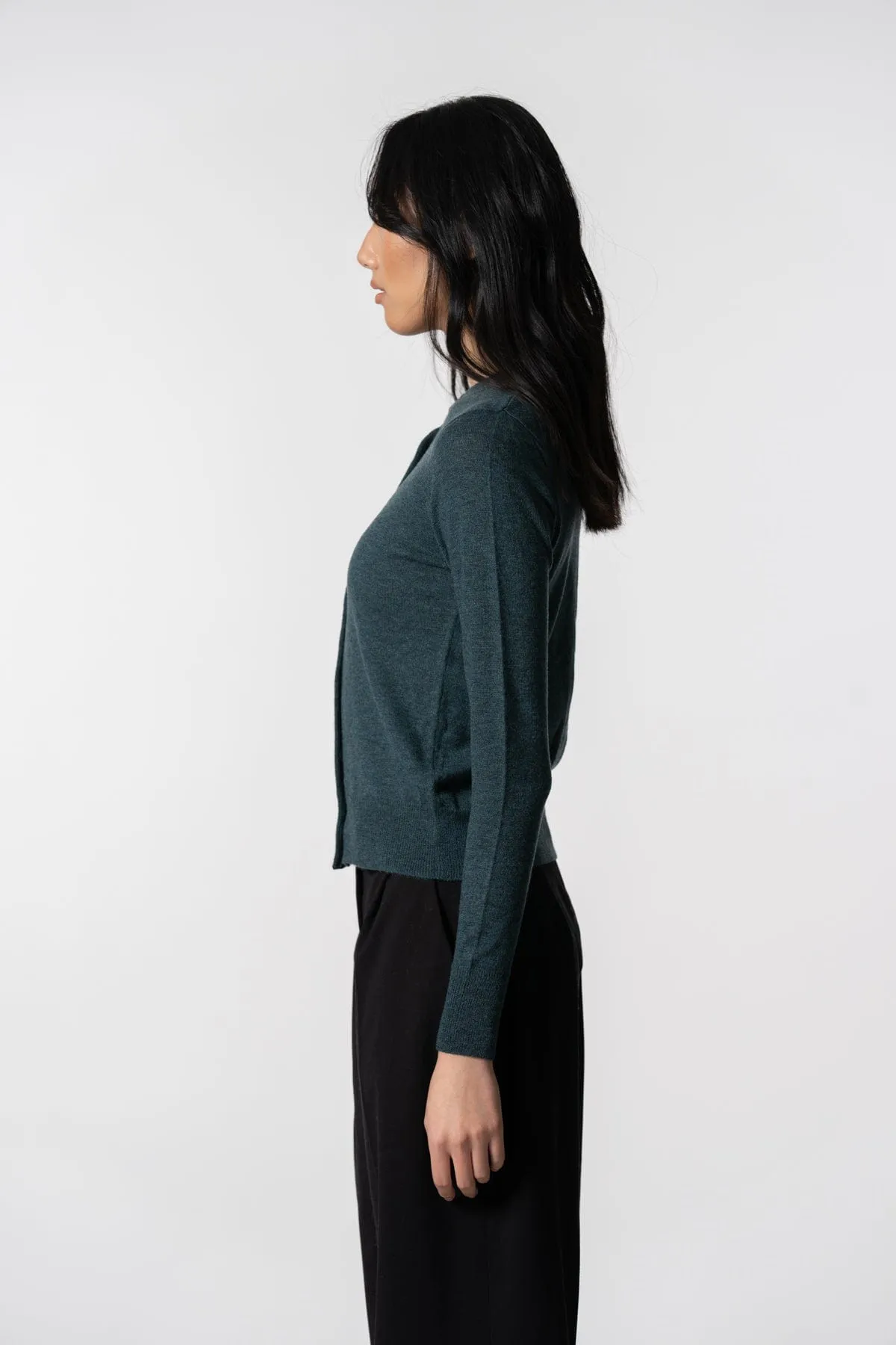 Dinadi Merino Cardigan Dragonfly Green