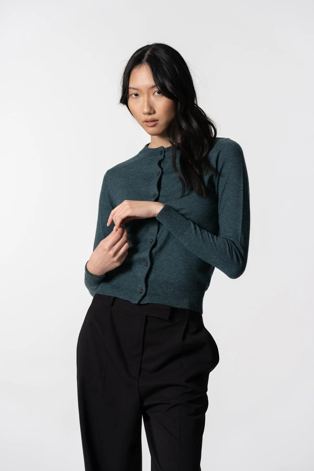 Dinadi Merino Cardigan Dragonfly Green