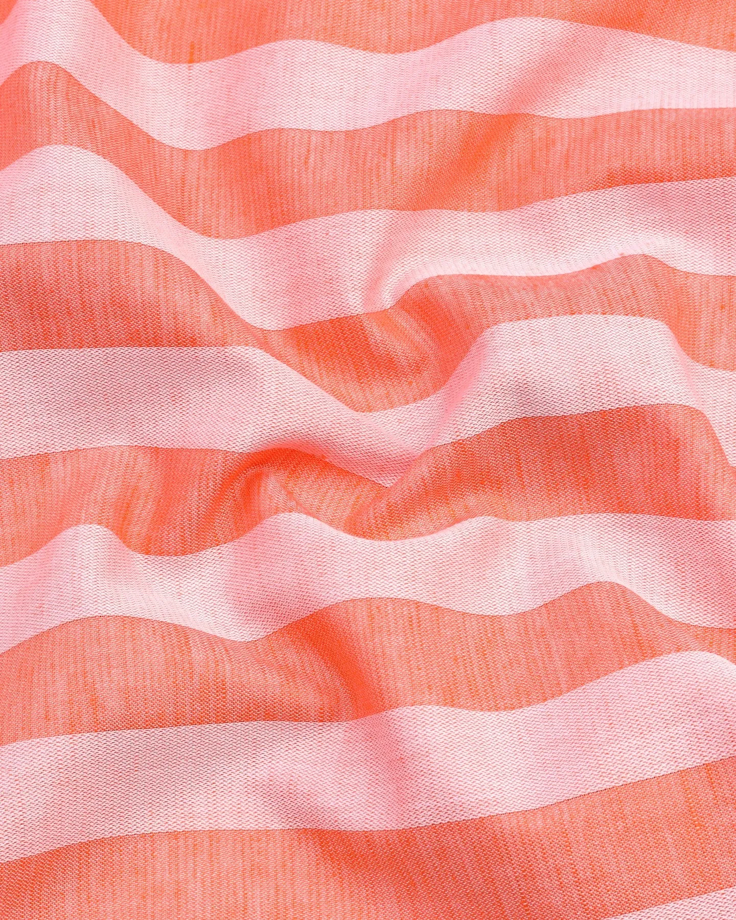 Eclate Orange With White Stripe Linen Cotton Shirt