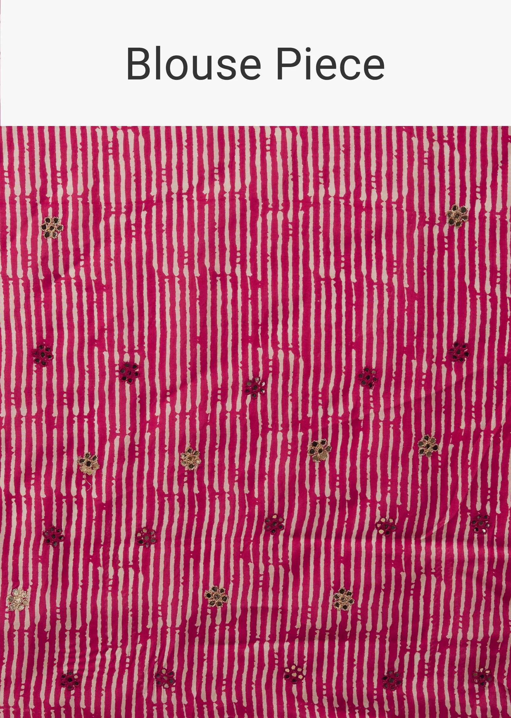 Festive Beetroot Azalea Bandhani Saree Embroidered In Muslin