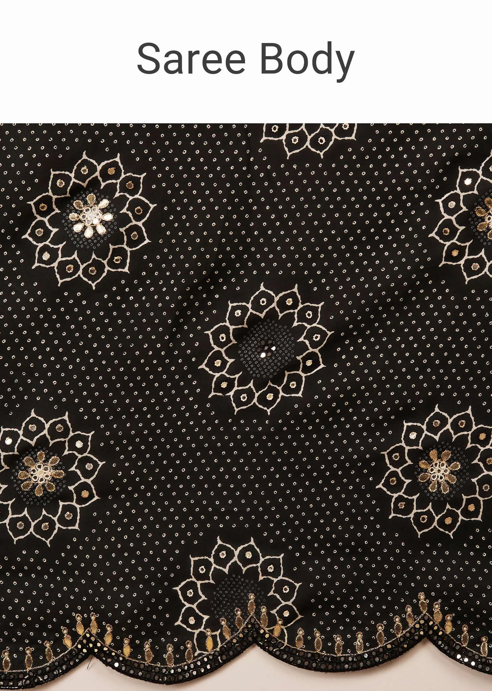 Festive Pirate Black Bandhani Saree Embroidered In Muslin