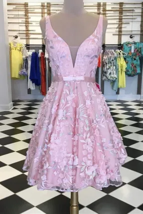 Gorgeous Pink Lace For Teens Sleeveless Freshman Homecoming Dresses with Beading