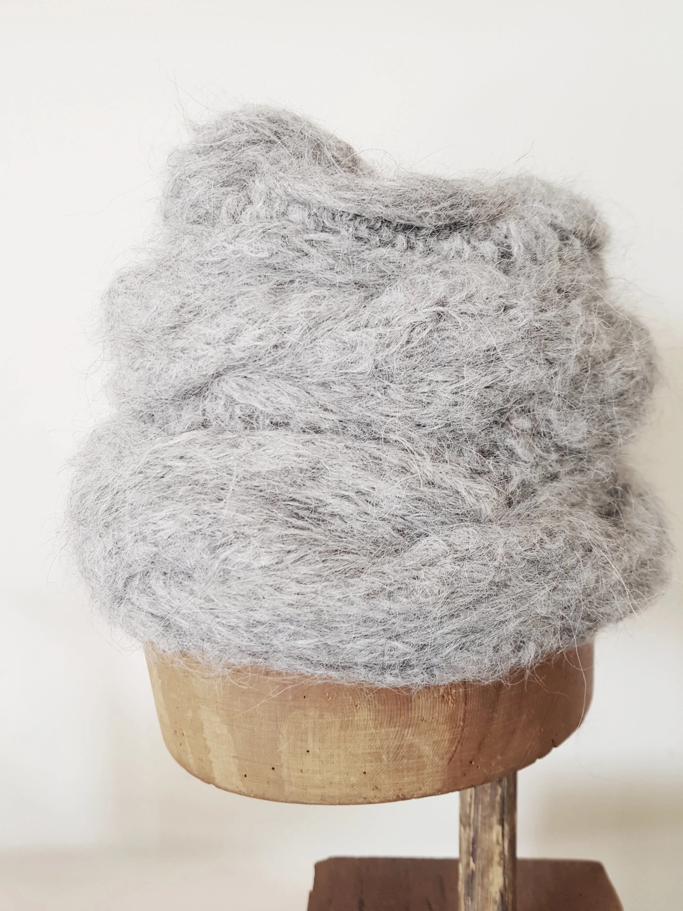Hand knit cable beanie style Hat - (Alpaca) Rust