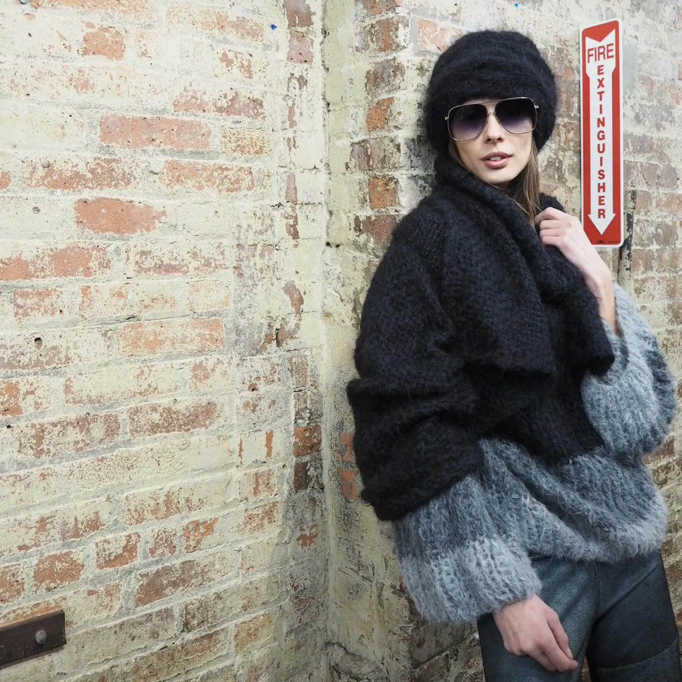 Hand knit cable beanie style Hat - (Alpaca) Rust
