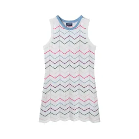Kids (7-16) Crochet Fitted Scallop Dress | White Multi