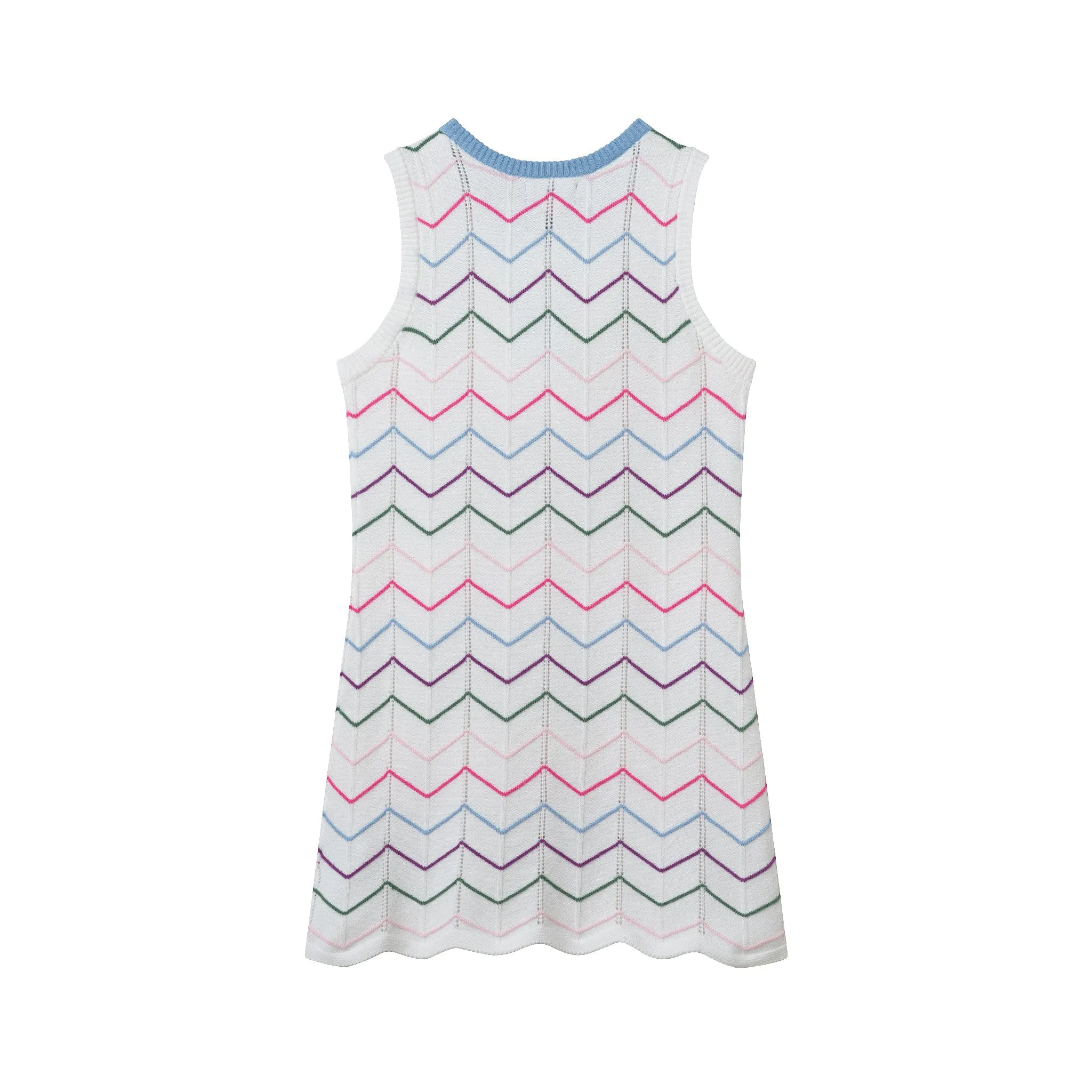 Kids (7-16) Crochet Fitted Scallop Dress | White Multi