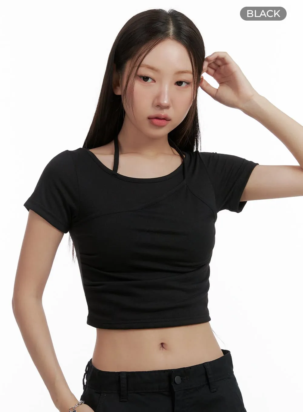 Layered Halter Neck Crop Top OL401