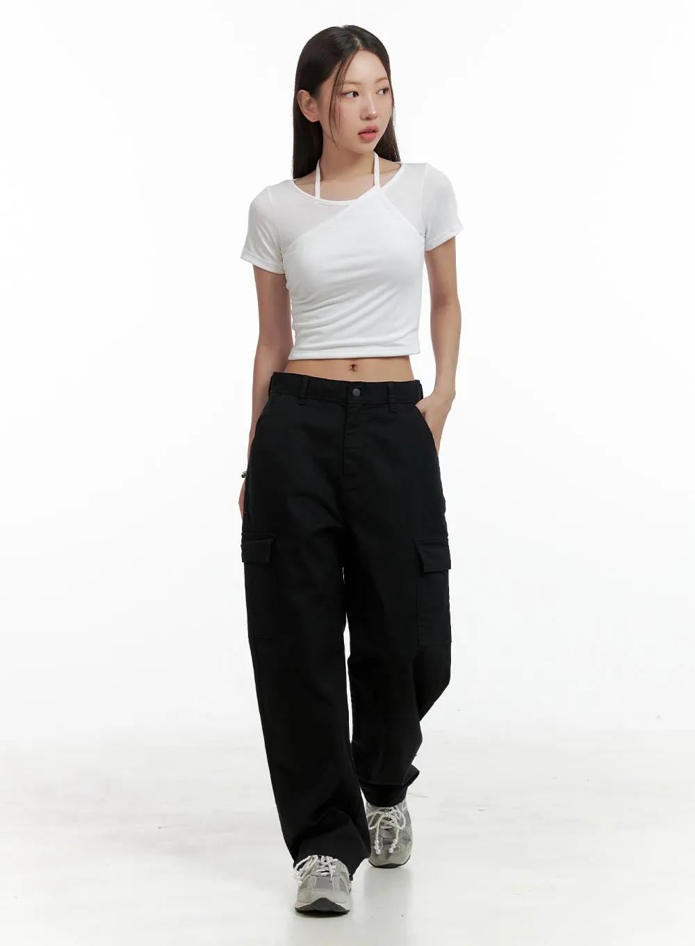 Layered Halter Neck Crop Top OL401